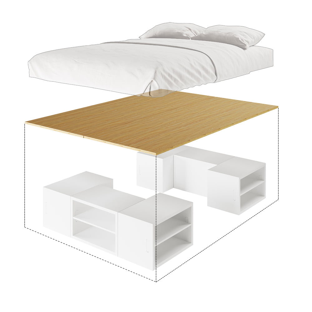 6 Box Queen Storage Bed A