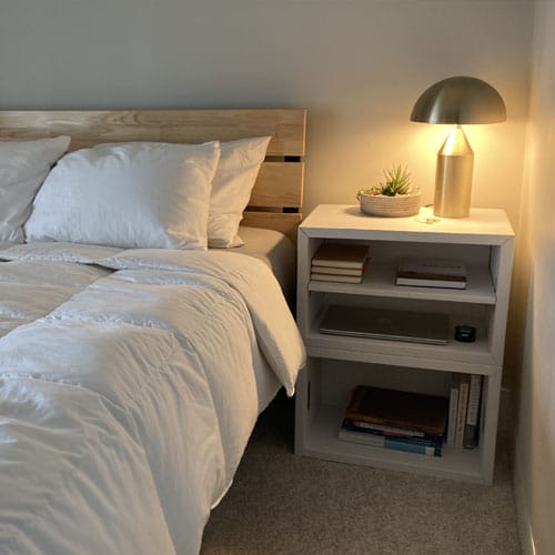 Modular white cubby nightstand