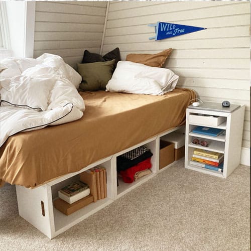 white cubby storage bed